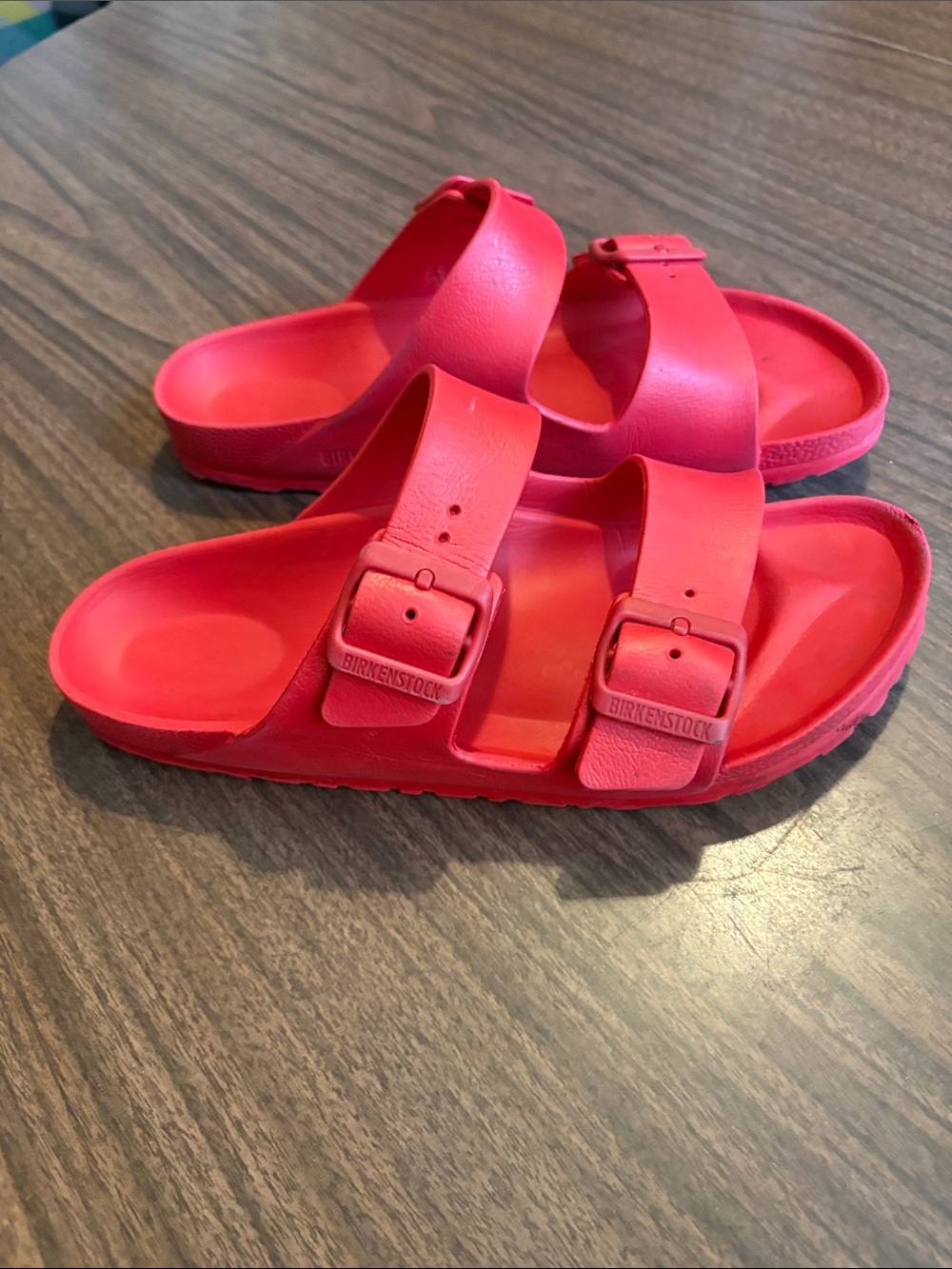 Birkenstock Size 38 Red Arizona Essentials EVA Two Strap Sandals